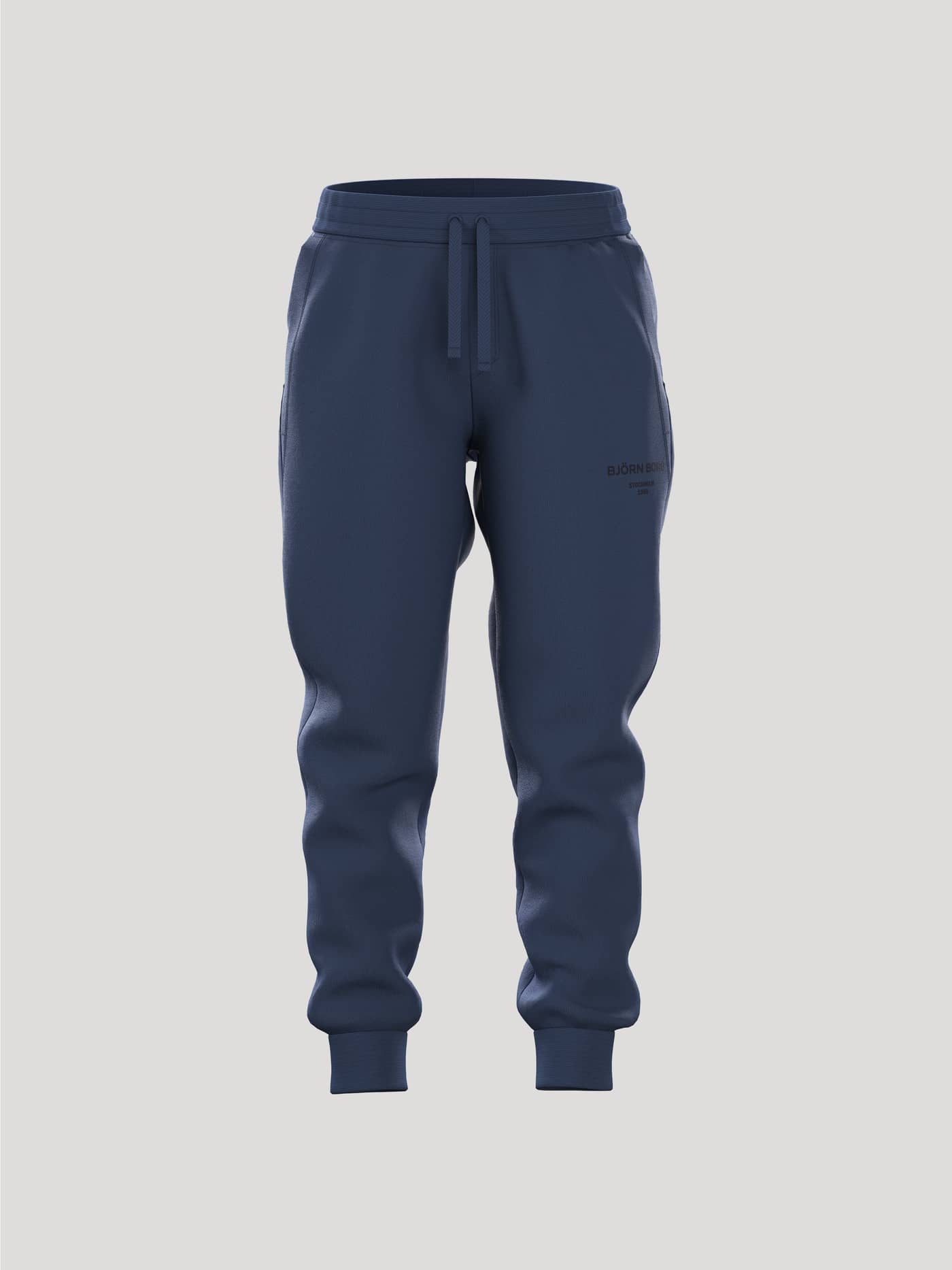Front view of the navy blue Borg Essential 1 Sweatpants. - Image 1