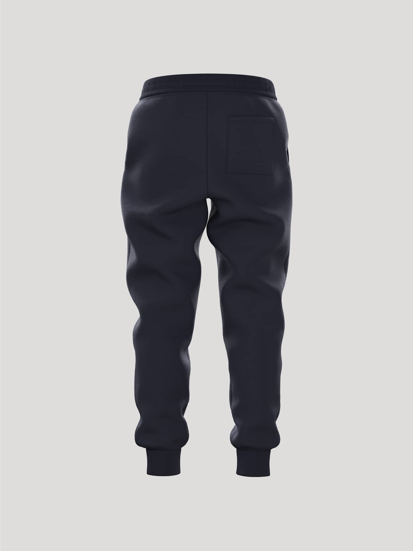 Back view of the Borg Essential 1 Sweatpants for kids in Night sky (Navy), featuring a relaxed fit in a soft cotton blend. - Image 3