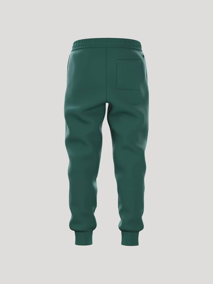 Back view of the Borg Essential 1 Tapered Sweatpants for kids in Posy Green (Green) with a back pocket. - Image 3