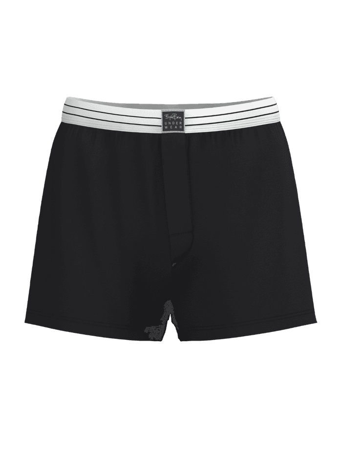 Viscose Cotton Blend Jersey Boxers Shorts 2-pack in zwart en wit met een losse pasvorm en vooraanzicht. - Image 5