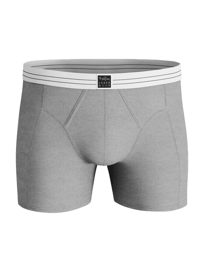 Viscose Cotton Blend Boxers 2-pack in melange, featuring boxer briefs with a striped waistband and black logo label. - Image 2