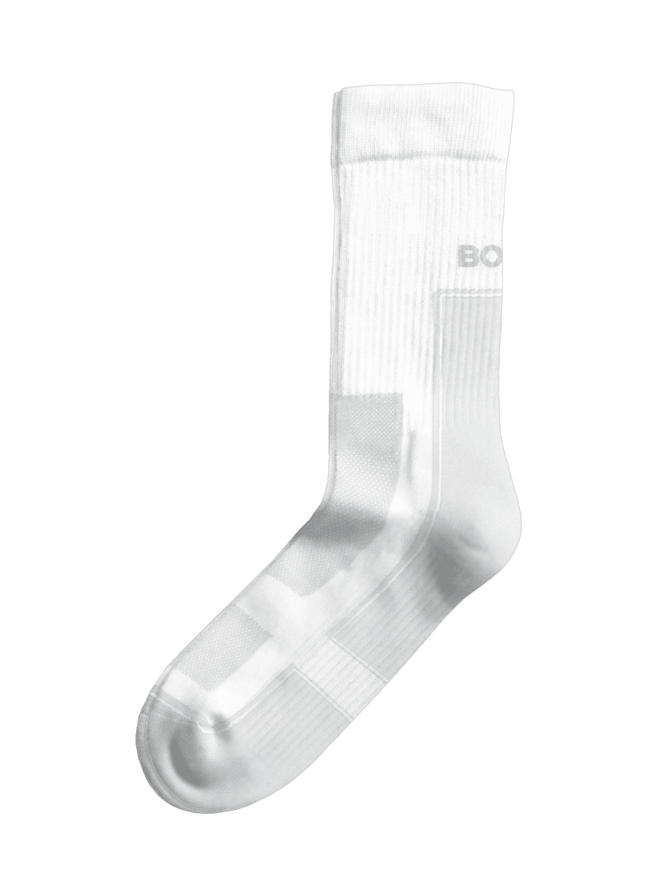 Performance Crew Socks 2-pack in Brilliant White (White) for running and training, featuring mesh panels and Borg branding. - Image 2