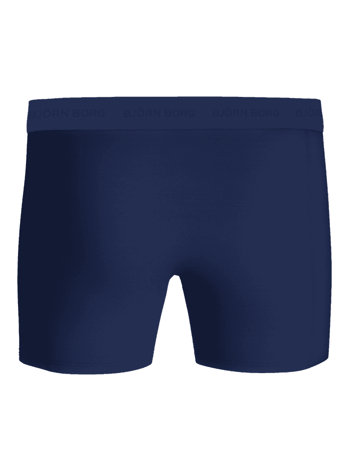 Microfiber Boxers 3-pack i marineblå mikrofiber set bagfra med tonet Björn Borg-logo og glat pasform. - Image 3