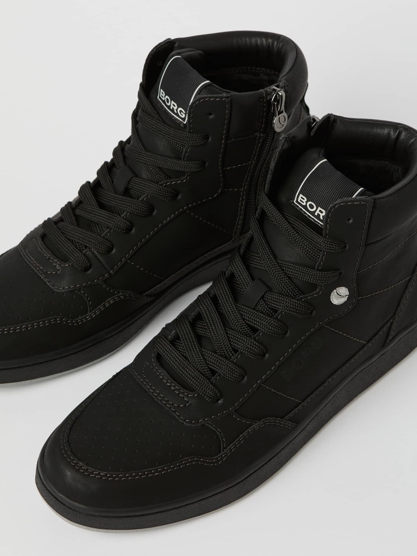 Men's Slam High Sneakers noires en cuir synthétique à silhouette haute et logo BORG blanc pour le tennis et les loisirs. - Image 2