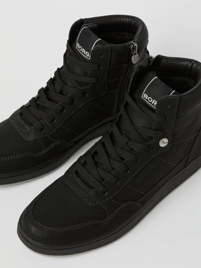 Zwarte Men's Slam High Sneakers van synthetisch leer met een high-top silhouet en wit BORG-logo voor tennis en vrije tijd. - Image 2