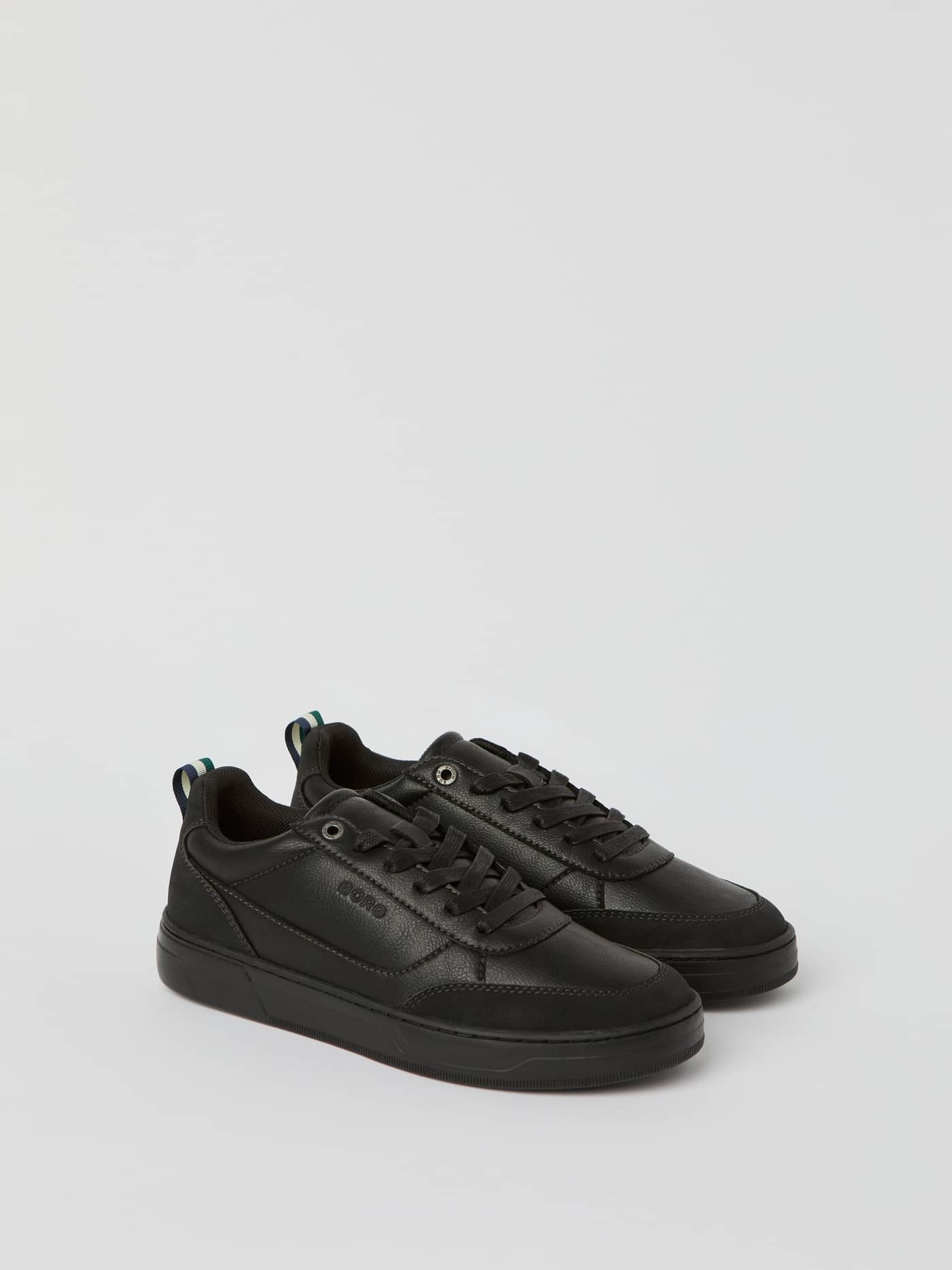 Black Men's Game Low Sneakers in durable polyurethane, featuring a sleek silhouette for tennis-inspired leisure style. - Image 1