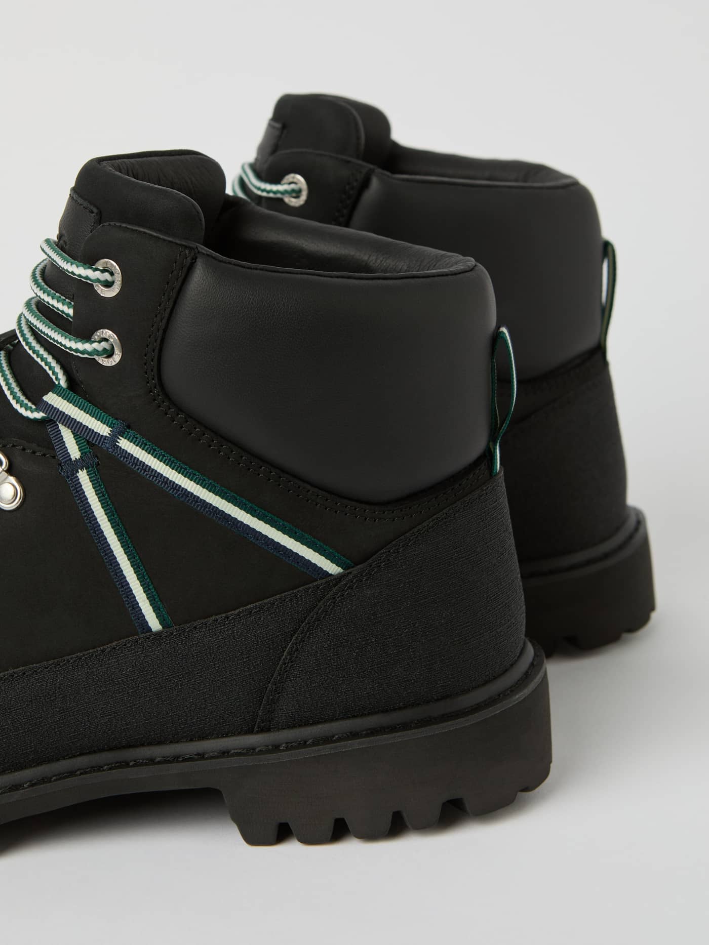 Black Björn Borg Men's Venture Boots in a detailed view, featuring premium leather and striped textile accents. - Image 5