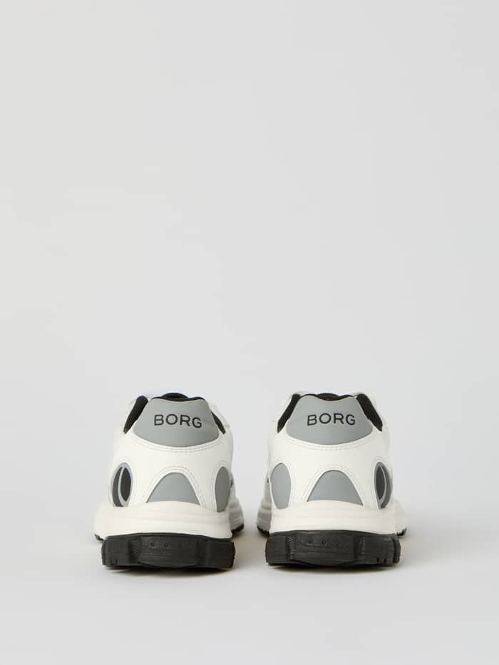 Women's Nova Sneakers in wit met een grijs BORG-logo voor runningstijl en een goede pasvorm, achteraanzicht. - Image 4