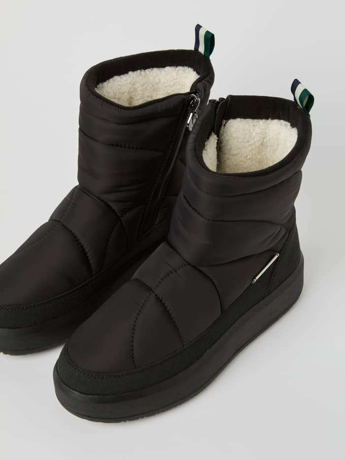 Women's Alpine Boots i sort vatteret polyester med lynlåse i siden og varmt for for en stilfuld pasform. - Image 2