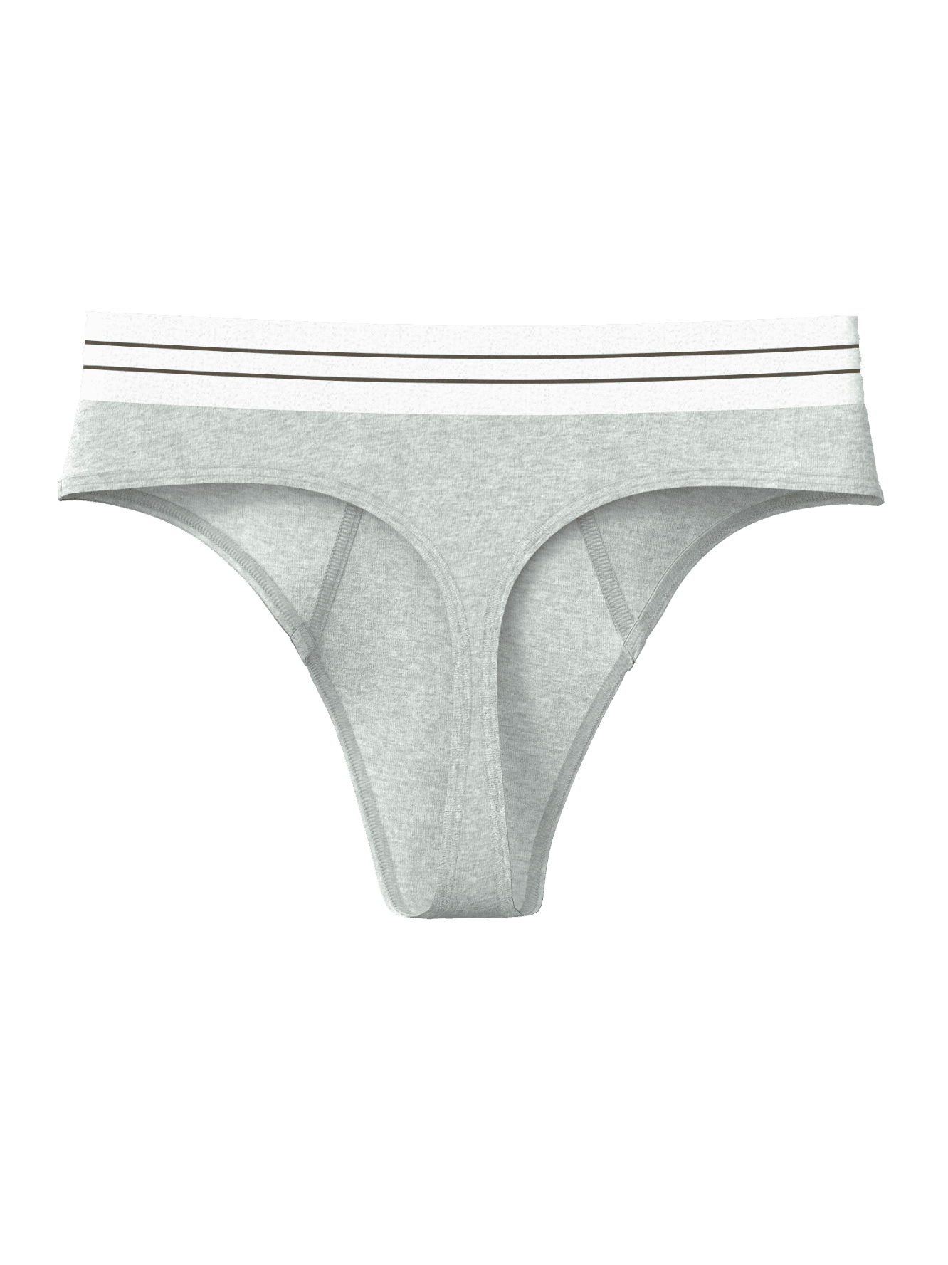 Original Thongs 2-pack voor dames in Grijs van zacht biokatoen met een gestreepte tailleband, vooraanzicht. - Image 3