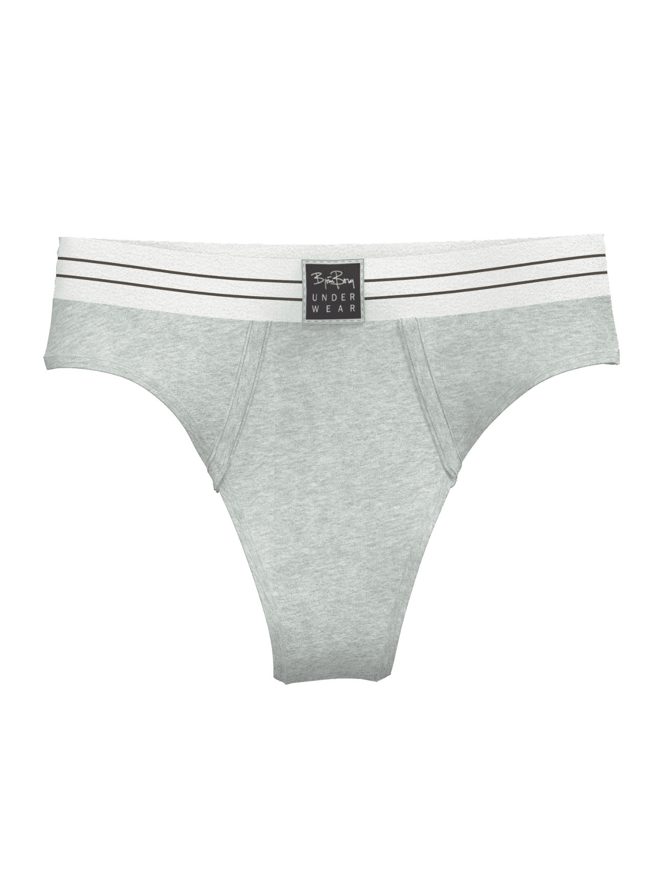 Grijze Original Thongs 2-pack voor dames van biokatoen met een zwarte logopatch en stijlvolle pasvorm in vooraanzicht. - Image 2