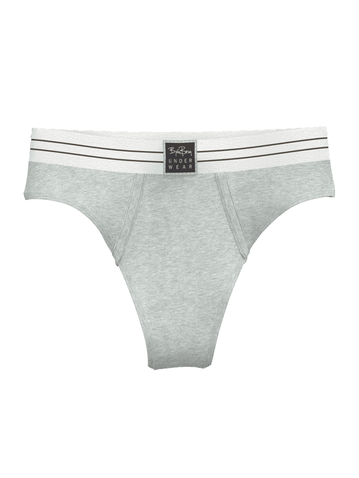 Vorderansicht grauer Original Thongs 2-pack aus weicher Bio-Baumwolle mit schwarz-weißem Logo-Bund und stylischer Passform. - Image 2