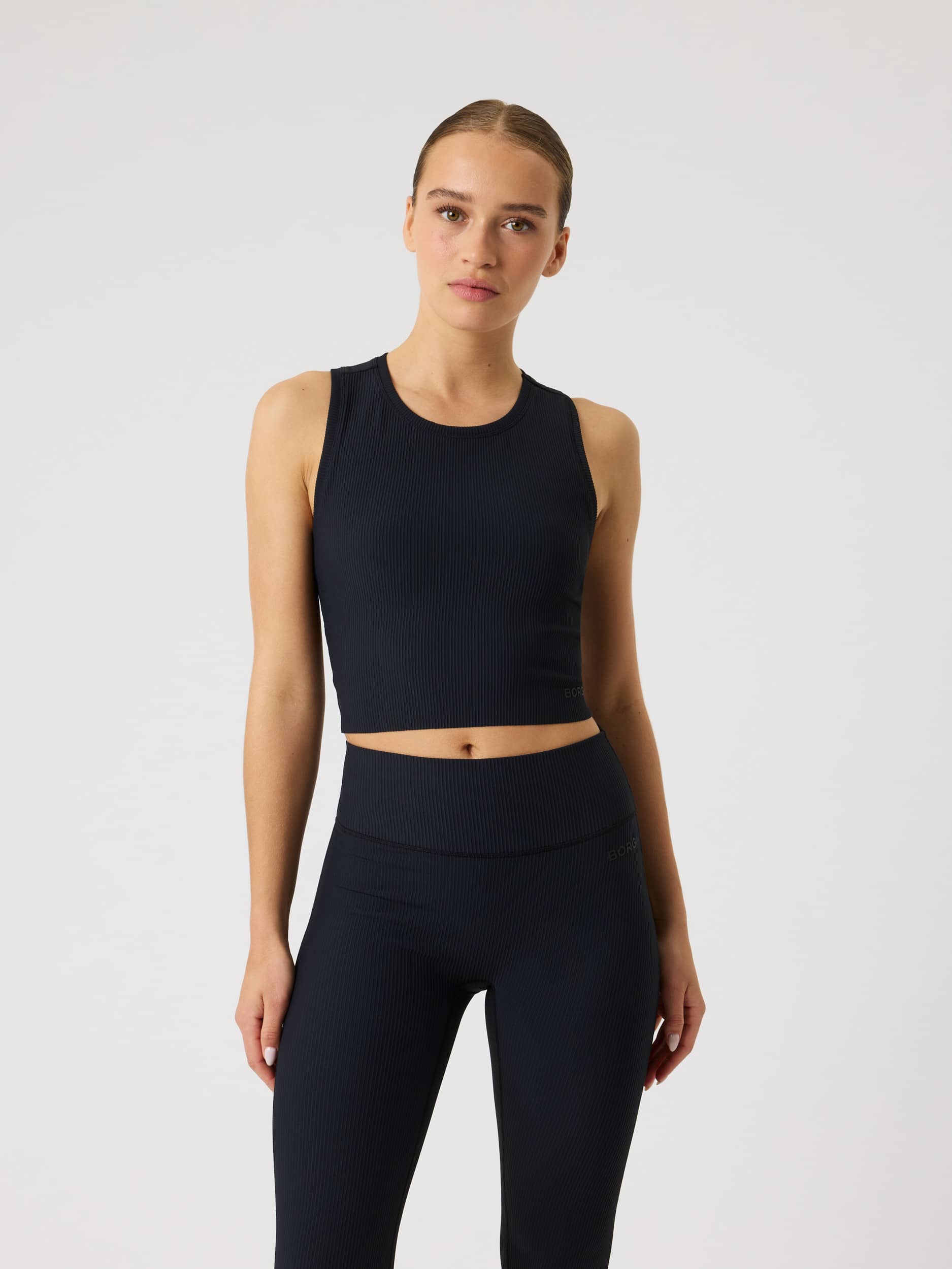 Studio Ribbed Cropped Tank Top - Women - Black Beauty | Björn Borg