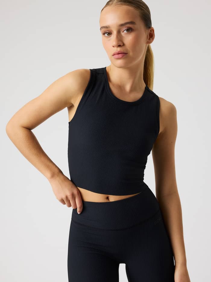 Björn Borg - Studio Ribbed Cropped Tank Top Black Beauty