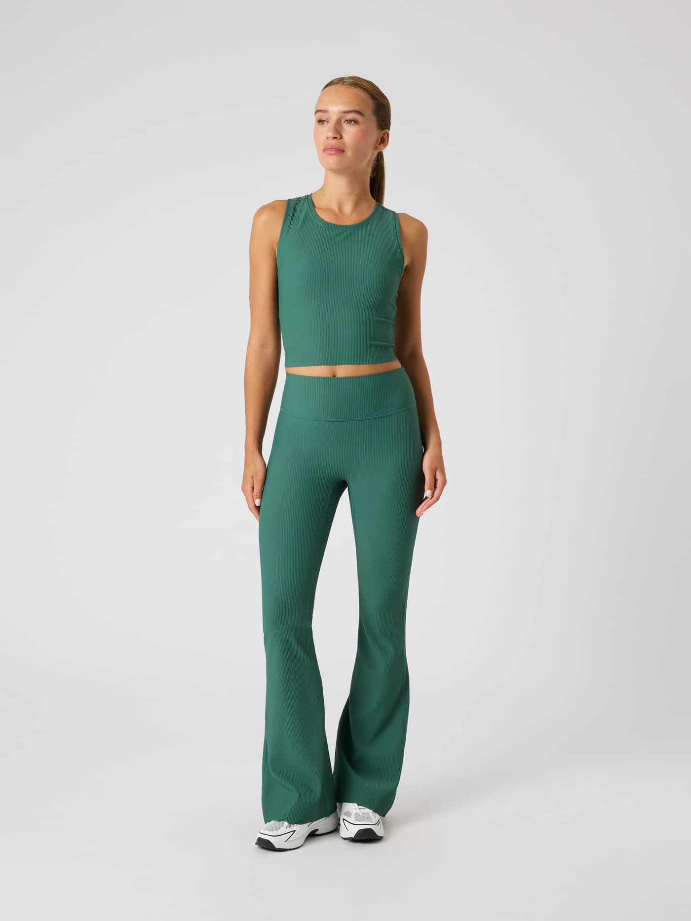 Studio Ribbed Flare Tights Regular - Mallard Green | Björn Borg