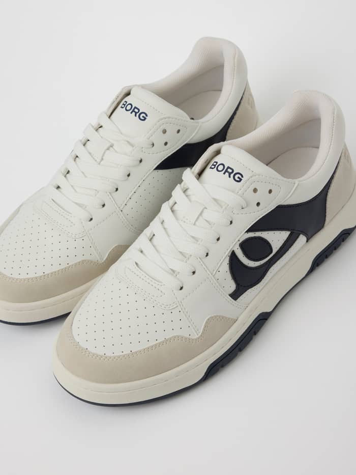 Men's Ollie WB Sneakers in Wit met navy logo's van PU op waterbasis en rundsuède voor een functionele tennisstijl. - Image 2