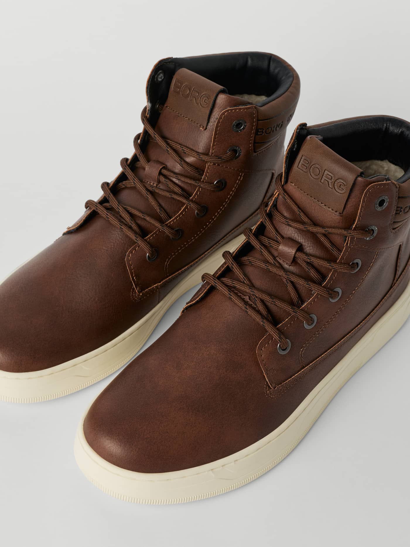 Björn Borg Men's Game High Sneakers in brown synthetic leather with brown logos and a functional high-top tennis design. - Image 3
