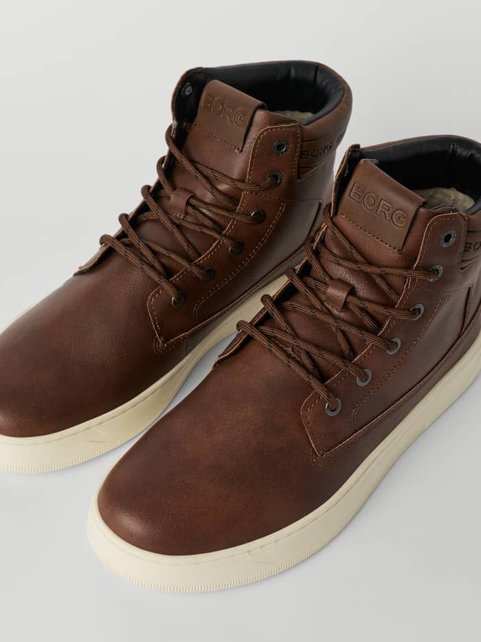 Björn Borg Men's Game High Sneakers in bruin synthetisch leer met bruine logo's en een functioneel tennisontwerp. - Image 3