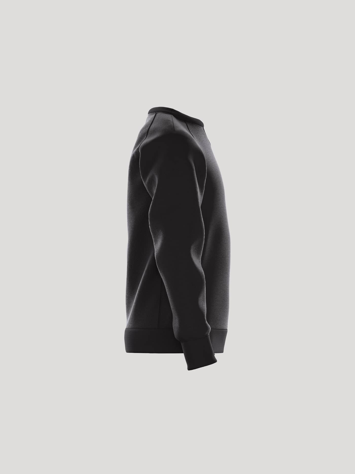 Seitenansicht des Borg Essential 1 Sweatshirt für Kids in Black Beauty (Schwarz) mit Raglanärmeln und Rippbündchen. - Image 4