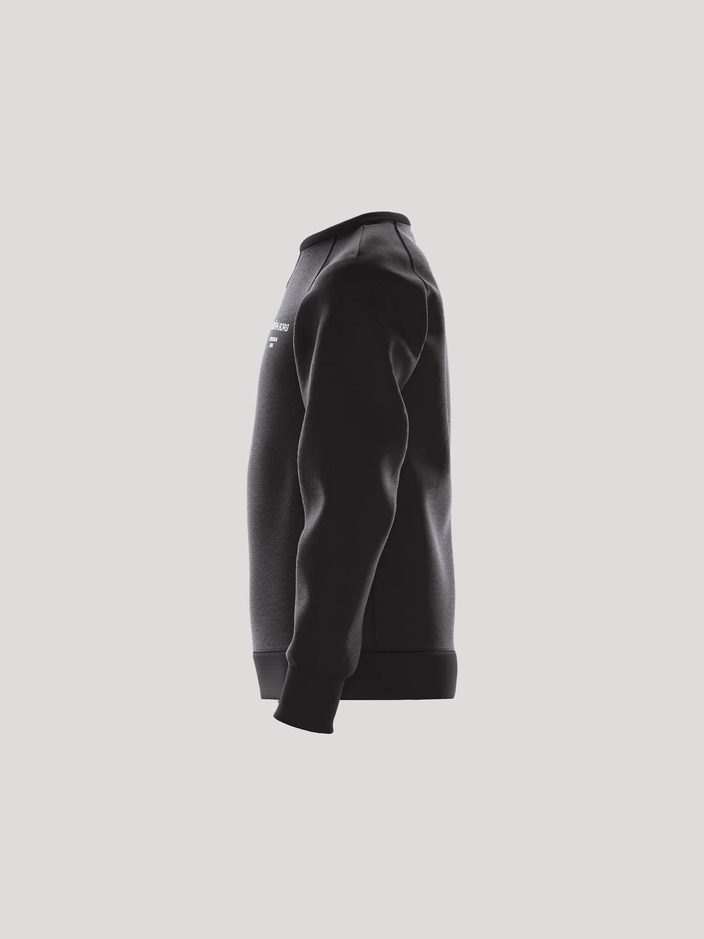 Seitenansicht des Borg Essential 1 Sweatshirt für kids in Black Beauty (Schwarz) mit Raglanärmeln und Rippbündchen. - Image 2