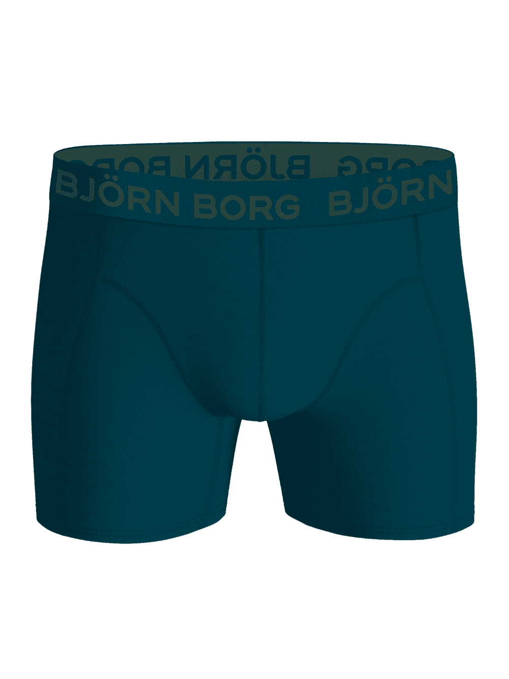 Frontvy av Cotton Stretch Boxers 7-pack i grön med en mörkgrön Björn Borg-logotyp på resåren i mikrofiber. - Image 7