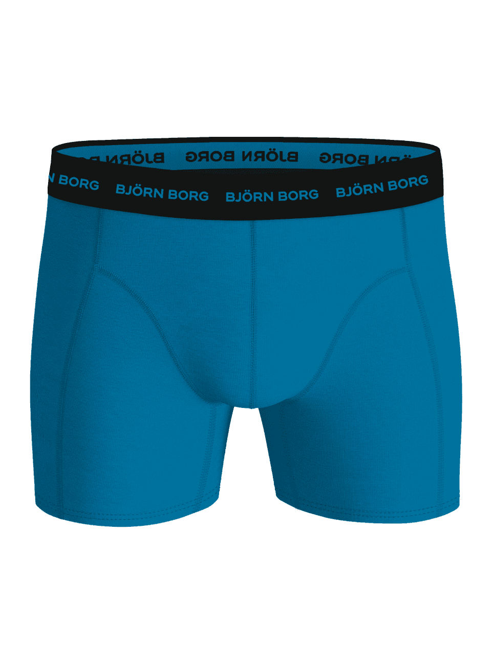 Cotton Stretch Boxers 7-pack til herre i blå bomuldsstretch set forfra med sort taljebånd og blåt logo. - Image 2