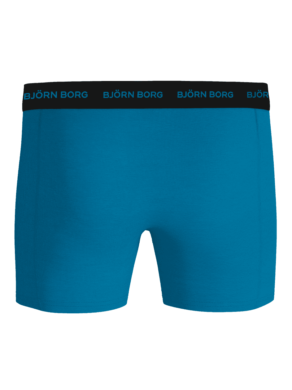 Cotton Stretch Boxers 7-pack i blå set bagfra med blåt Björn Borg-logo og blød mikrofiberelastik til mænd. - Image 3