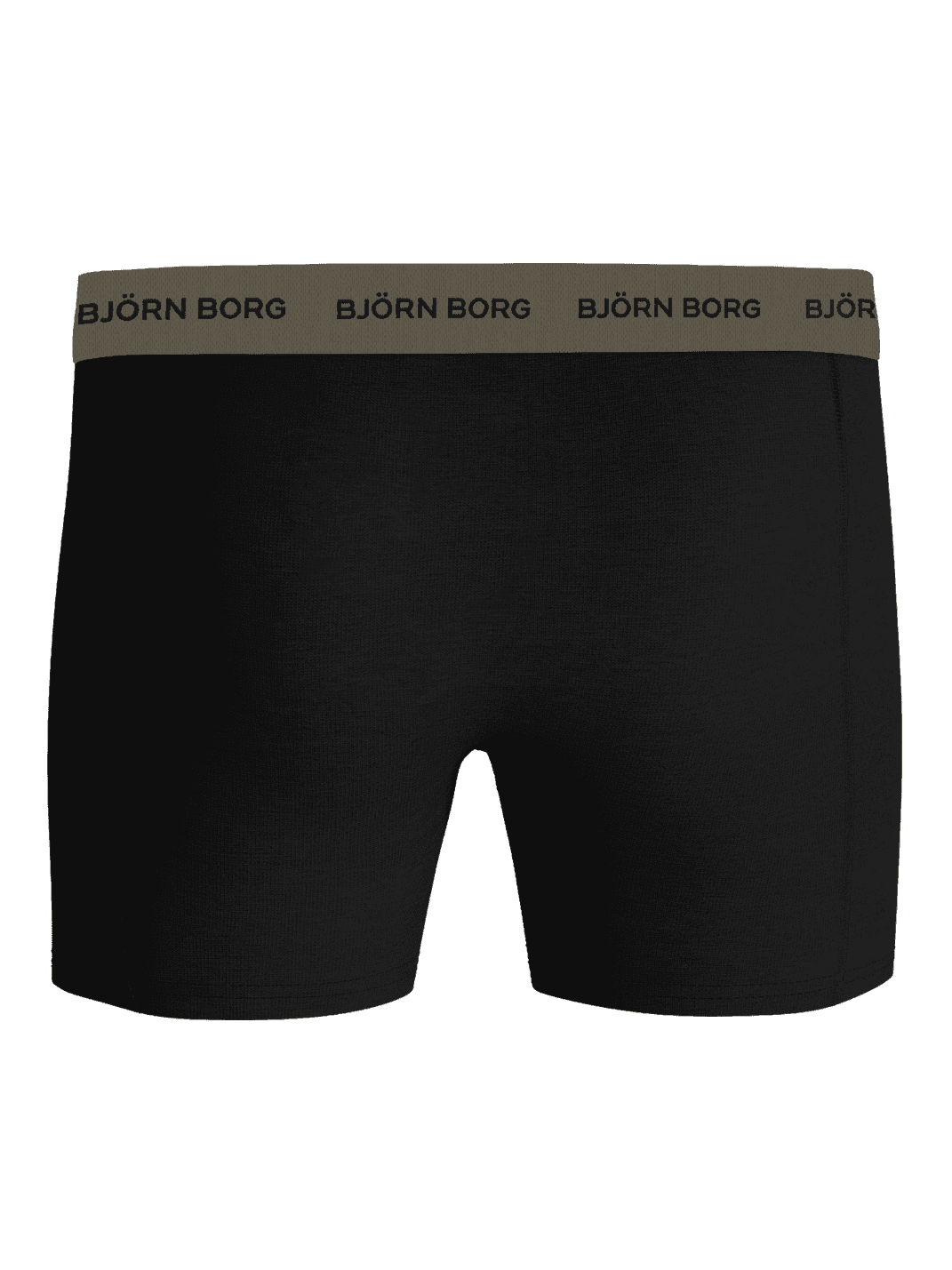 Vorderansicht der Cotton Stretch Boxers 5-pack Boxer Briefs in Schwarz aus Baumwoll-Stretch mit oliv-schwarzem Logobund. - Image 3