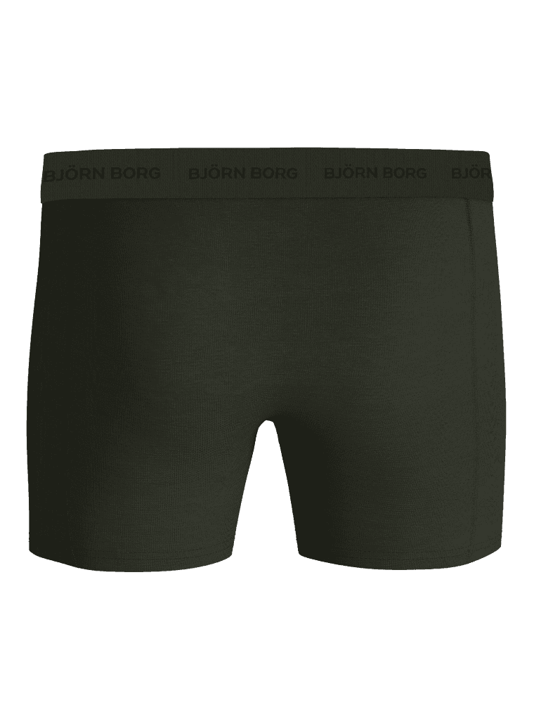 Grønn Cotton Stretch Boxers 5-pack i myk bomullsstretch med svart Björn Borg-logo på linning i mikrofiber, sett bakfra. - Image 3