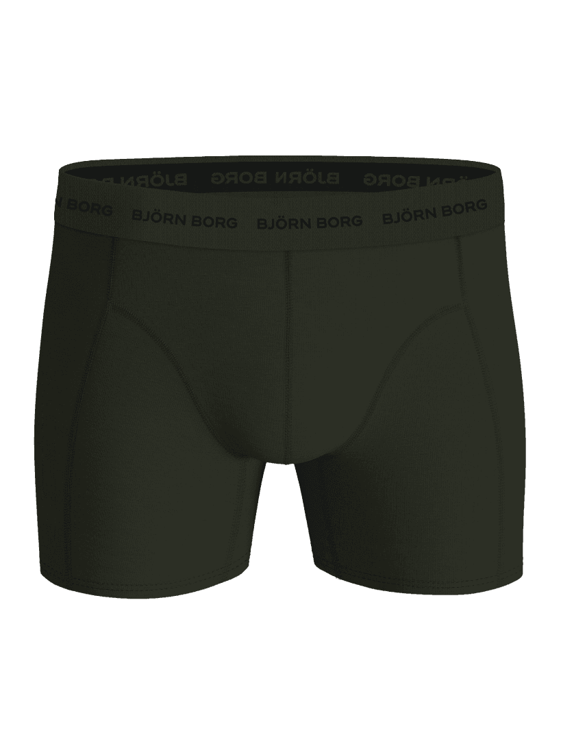 Cotton Stretch Boxers 5-pack i grønn bomullsstretch med funksjonell passform og svart Björn Borg-logo. - Image 2