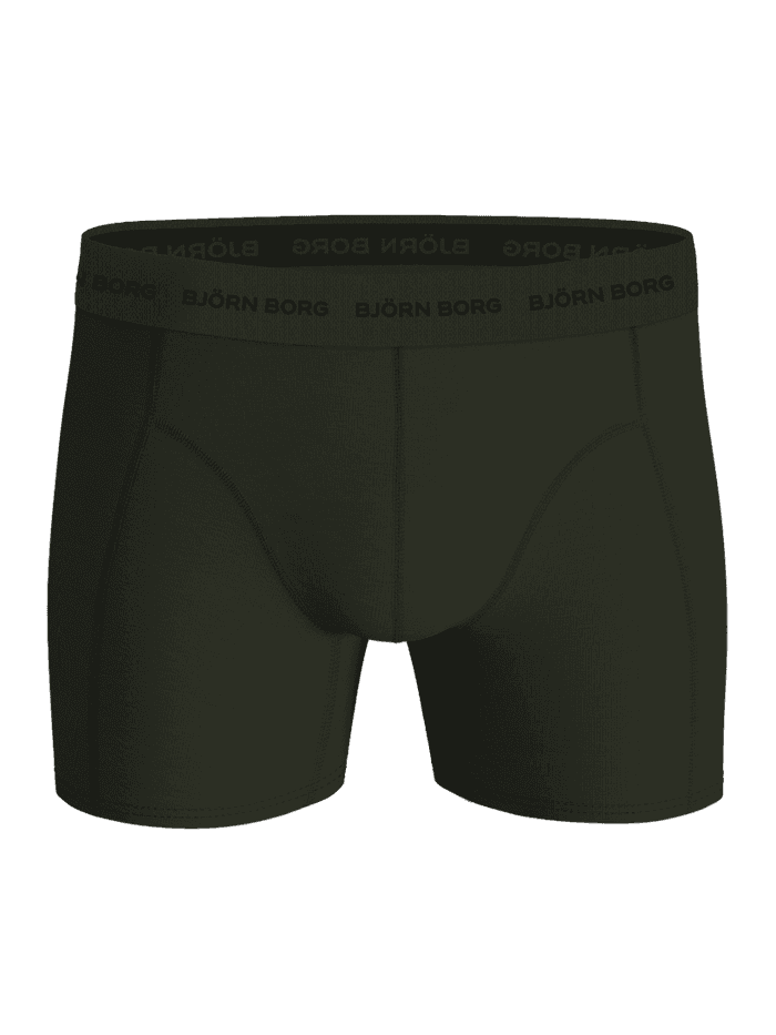 Cotton Stretch Boxers 5-pack in Green, featuring functional boxer briefs with a black Björn Borg logo. - Image 2