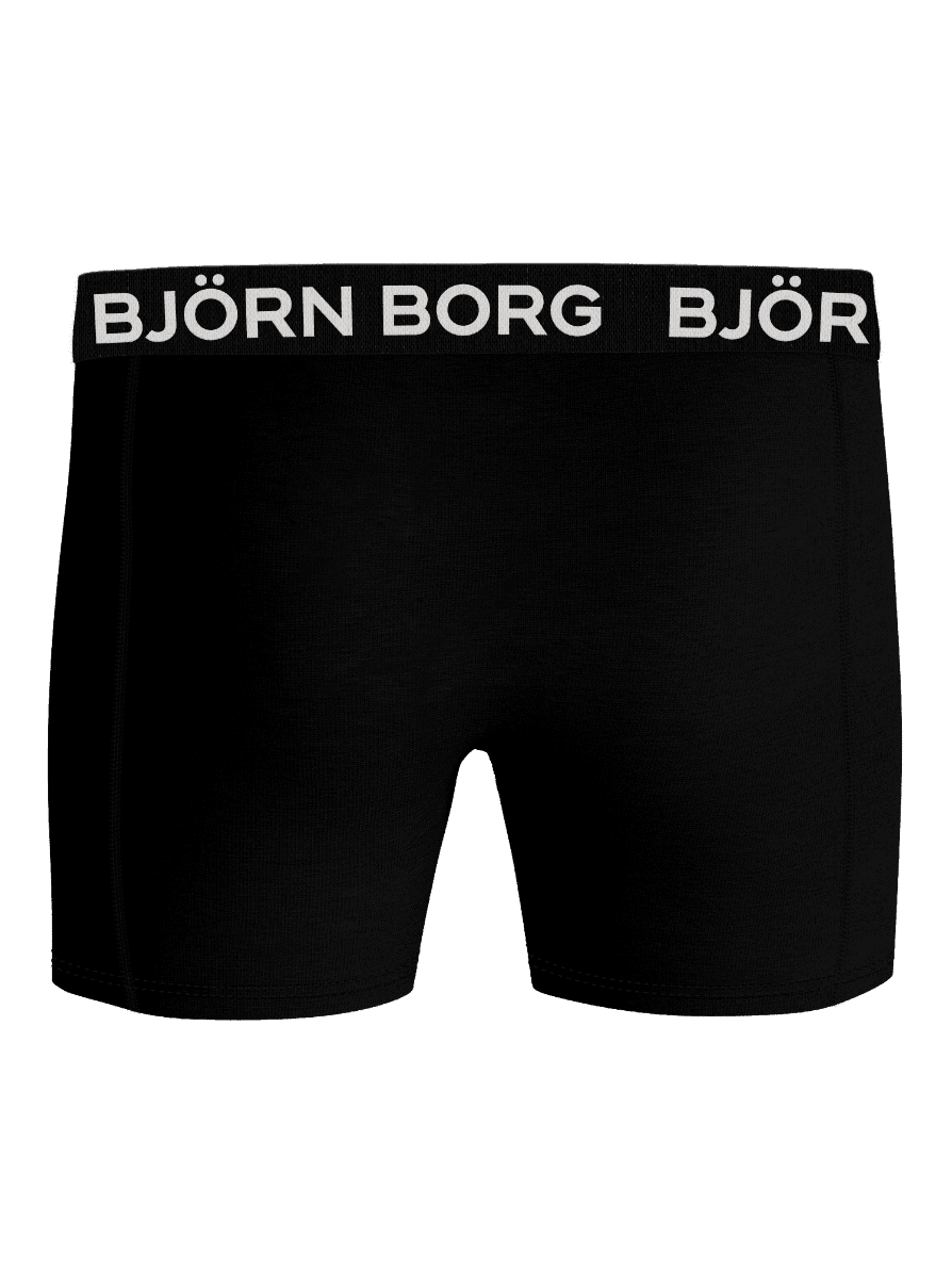 Front view of the black Bamboo Cotton Blend Boxers 3-pack for men featuring breathable bamboo viscose and a white logo. - Image 3