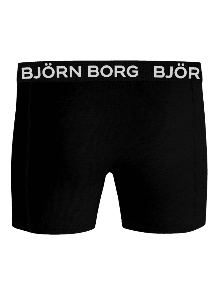 Front view of the black Bamboo Cotton Blend Boxers 3-pack for men featuring breathable bamboo viscose and a white logo. - Image 3