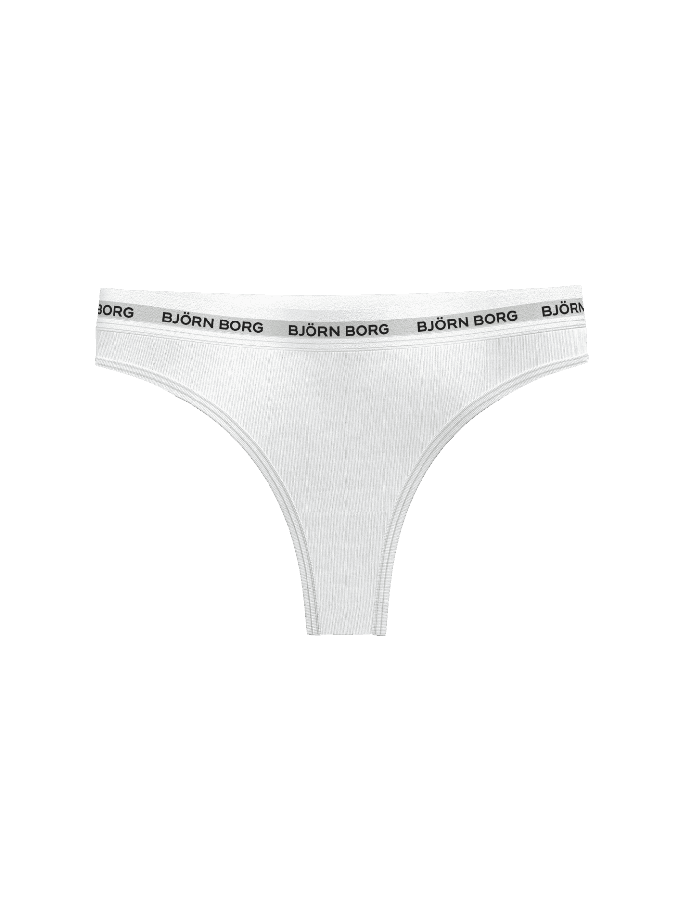 Logo Thongs 3-pack in wit van zachte katoen stretch met een mid-rise fit en iconische Björn Borg-tailleband, vooraanzicht. - Image 4