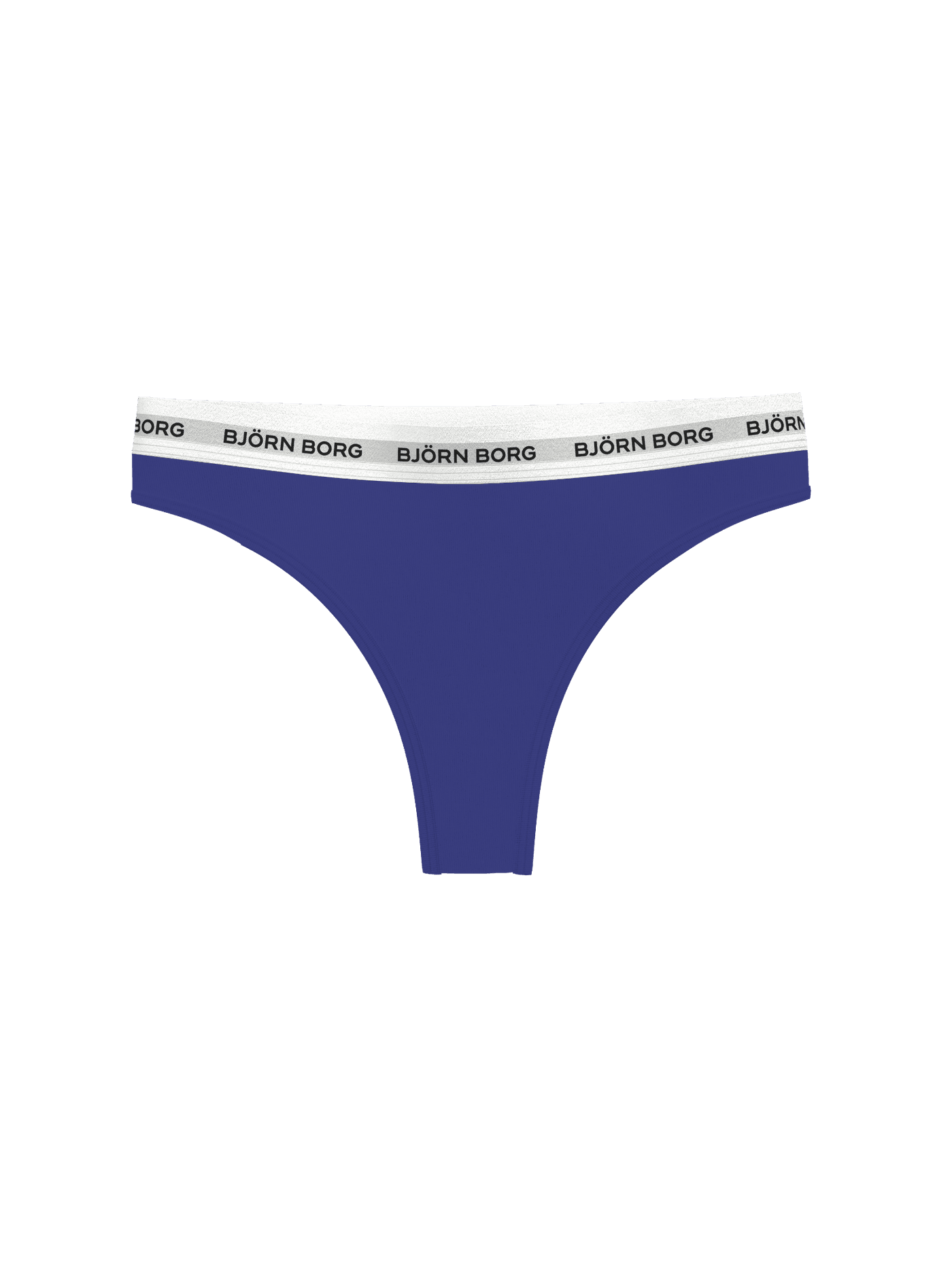 Blauwe Logo Thongs 3-pack van zacht katoen stretch met een iconische witte Björn Borg logotailleband, vooraanzicht. - Image 3