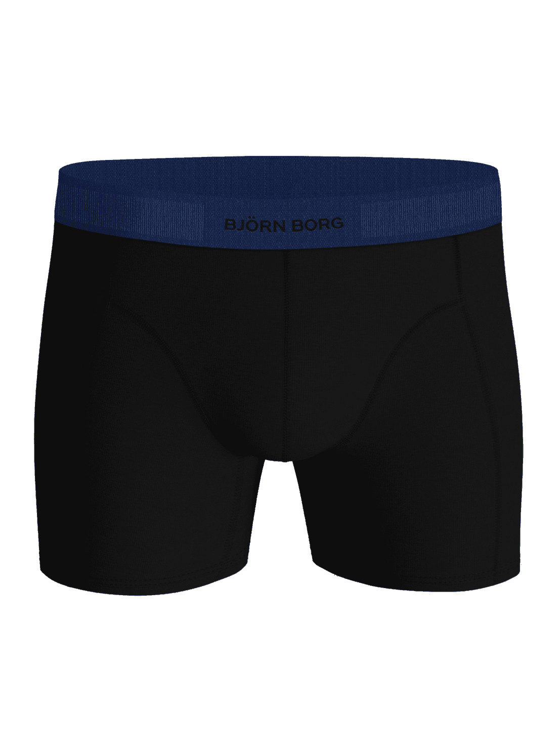 Organic Cotton Stretch Boxers 3-pack i sort med marineblå mikrofiberelastik i taljen og logo. - Image 2