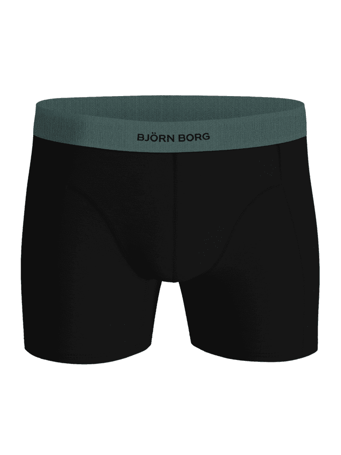 Front view of the black Björn Borg Organic Cotton Stretch Boxers 3-pack, functional boxer briefs with a logo waistband. - Image 2