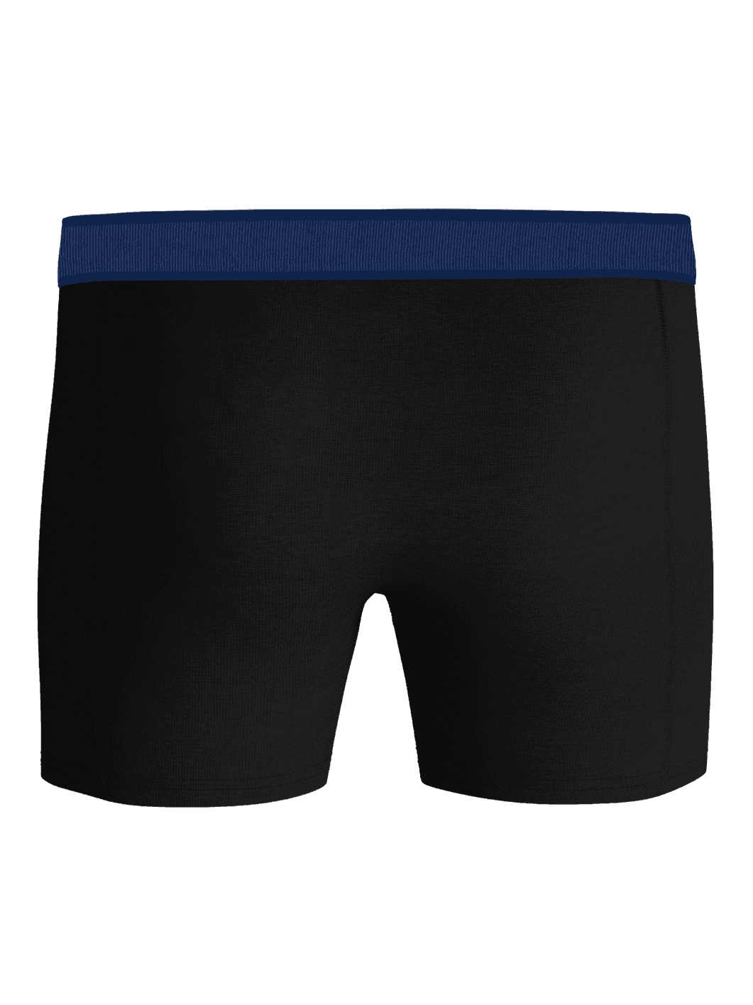 Organic Cotton Stretch Boxers 3-pack i sort med marineblå elastik i taljen set bagfra i blød bomuldsstretch. - Image 3