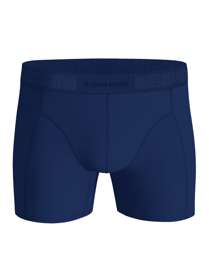Organic Cotton Stretch Boxers 3-pack i marineblå set forfra med et sort logo på den bløde mikrofiber-elastik. - Image 5