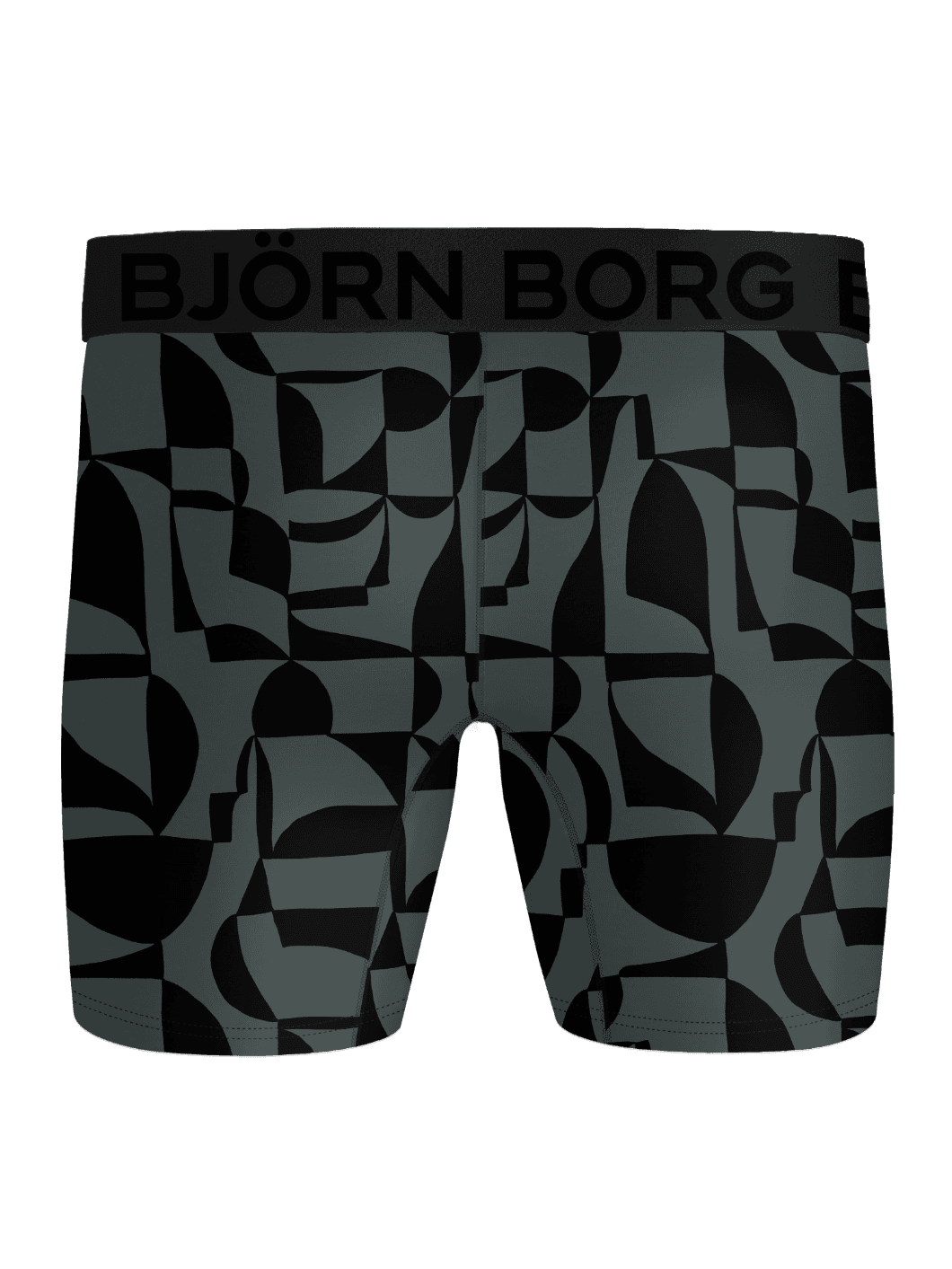 Sports Lightweight Boxers 2-pack i grøn med grafisk mønster til træning set forfra med et sort logo. - Image 3