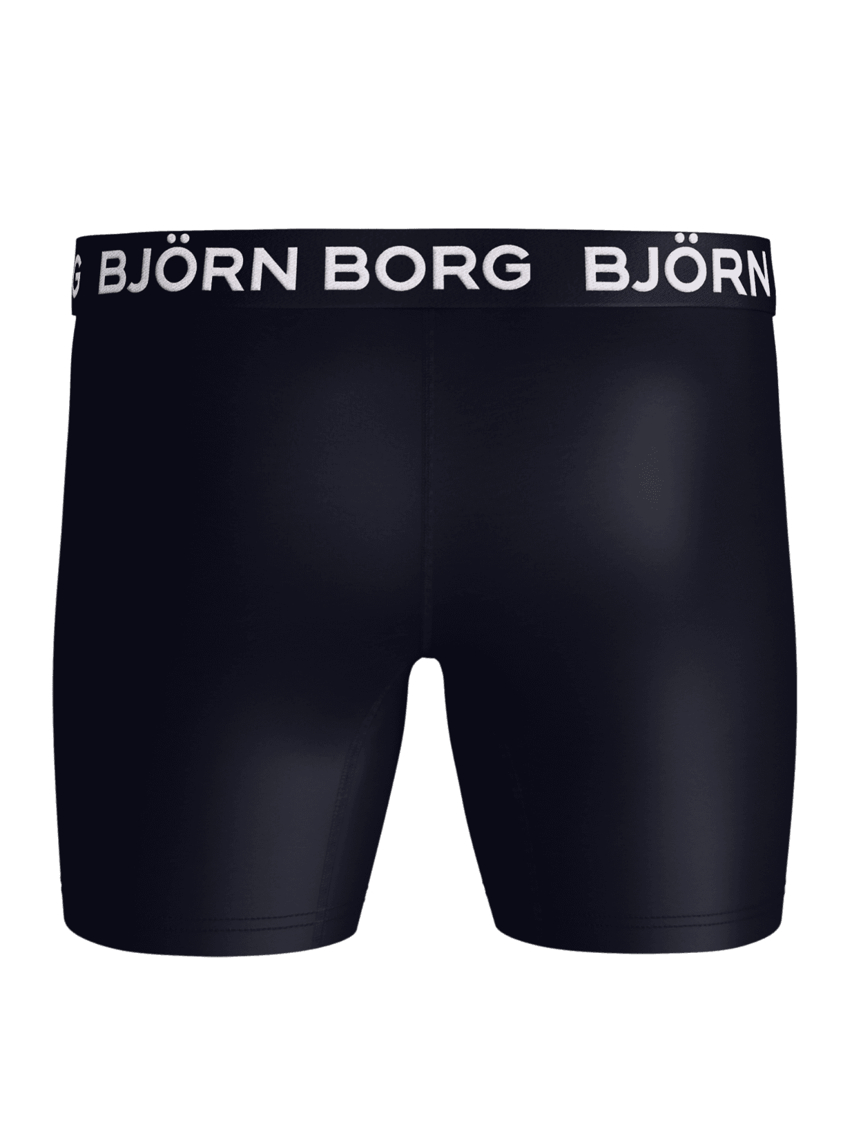 Marineblauwe Sports Microfiber Boxers 5-pack voor training met een witte logo-tailleband, achteraanzicht. - Image 3