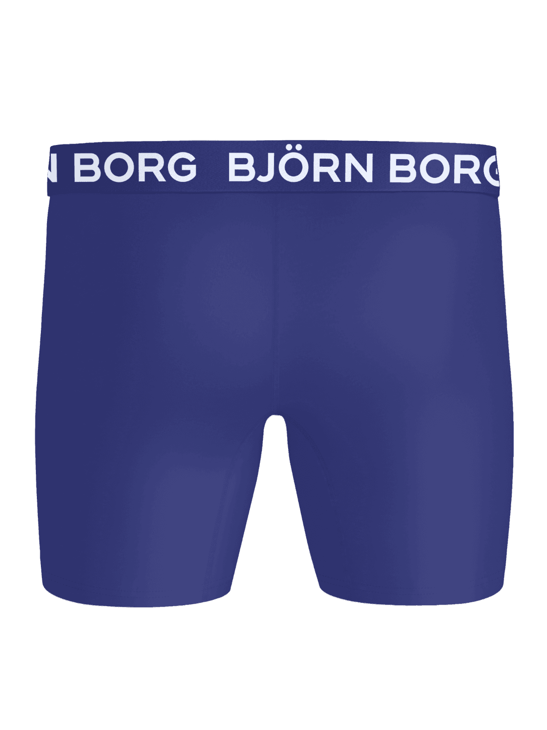 Baksidan av marinblå Sports Microfiber Boxers 5-pack för träning med en vit logotyp på midjebandet. - Image 3