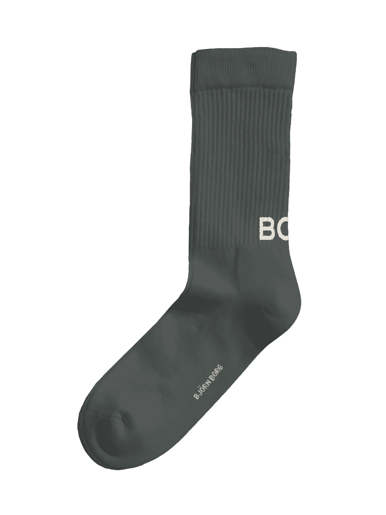 Gröna Core Crew Polyamide Socks 3-pack i profilvy, tillverkade i återvunnen polyamid med ribbade muddar och vit logotyp. - Image 3