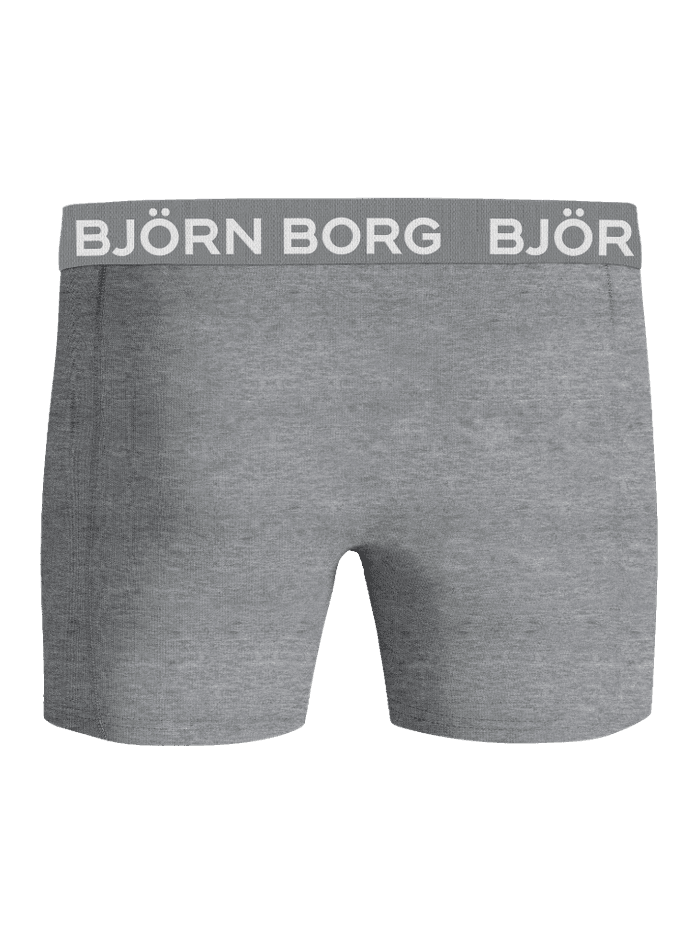 Front view of kids' grey melange Björn Borg Cotton Stretch Boxers 7-pack boxer briefs with a soft logo waistband.