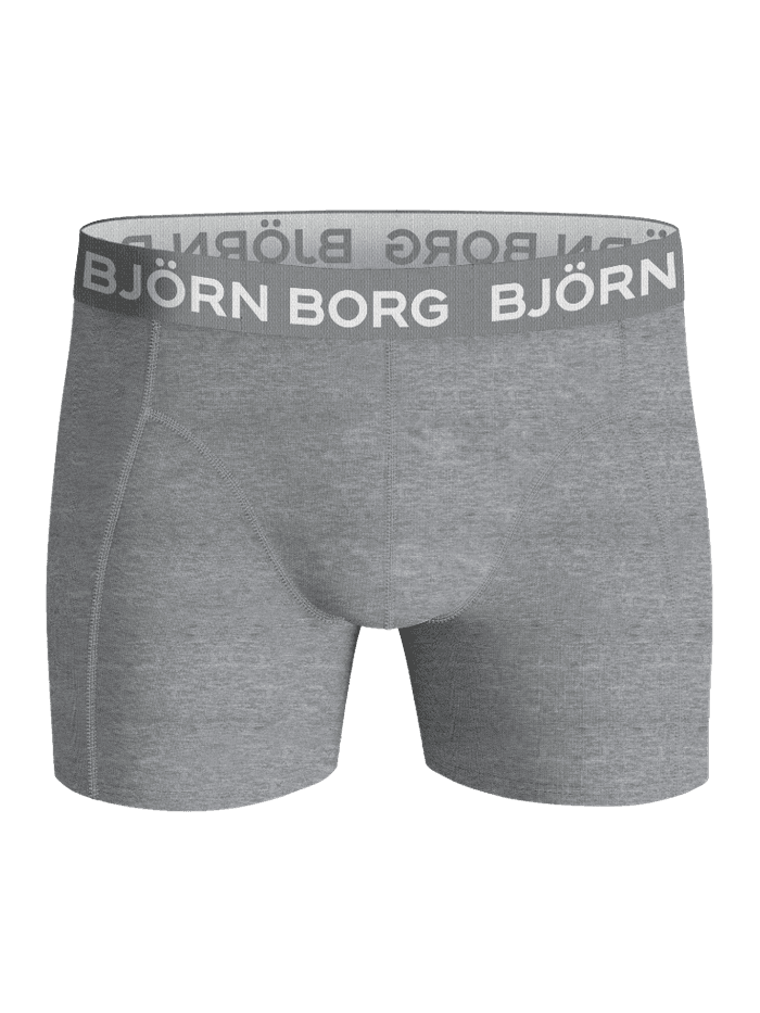 Front view of the grey melange Cotton Stretch Boxers 7-pack for kids featuring a logo waistband and boxer briefs fit.