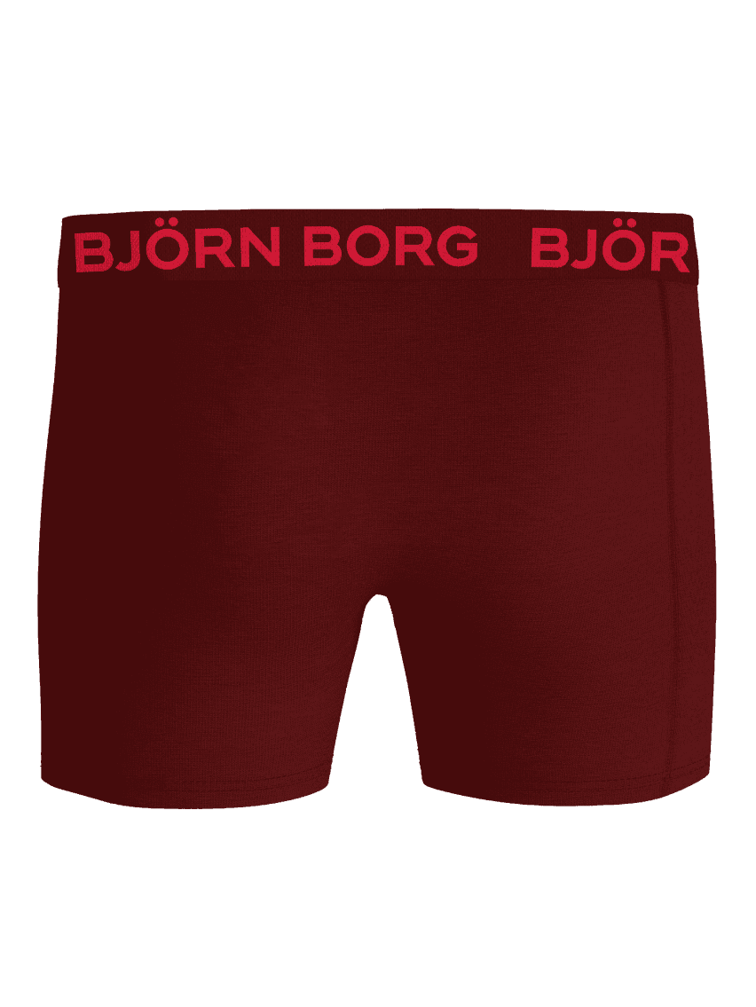 Cotton Stretch Boxers 5-pack för barn i röd bomullsstretch med en röd Björn Borg-logotyp på midjebandet. - Image 3