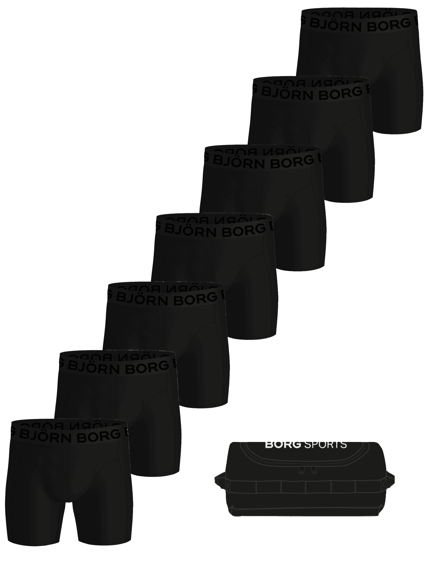 Björn Borg - Sports Lightweight Boxers + Wash Bag 7-pack Svart Herr - Image 1
