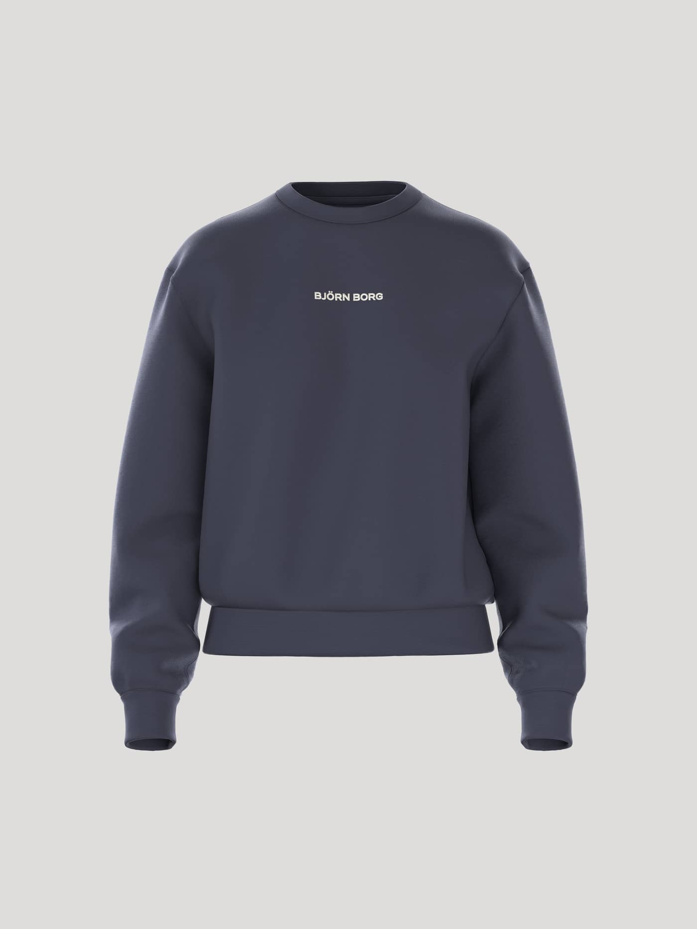 Borg Essential 4 Sweatshirt i Odyssey Gray (Marinblå) för dam i french terry med vit logotyp och regular fit sedd framifrån. - Image 1