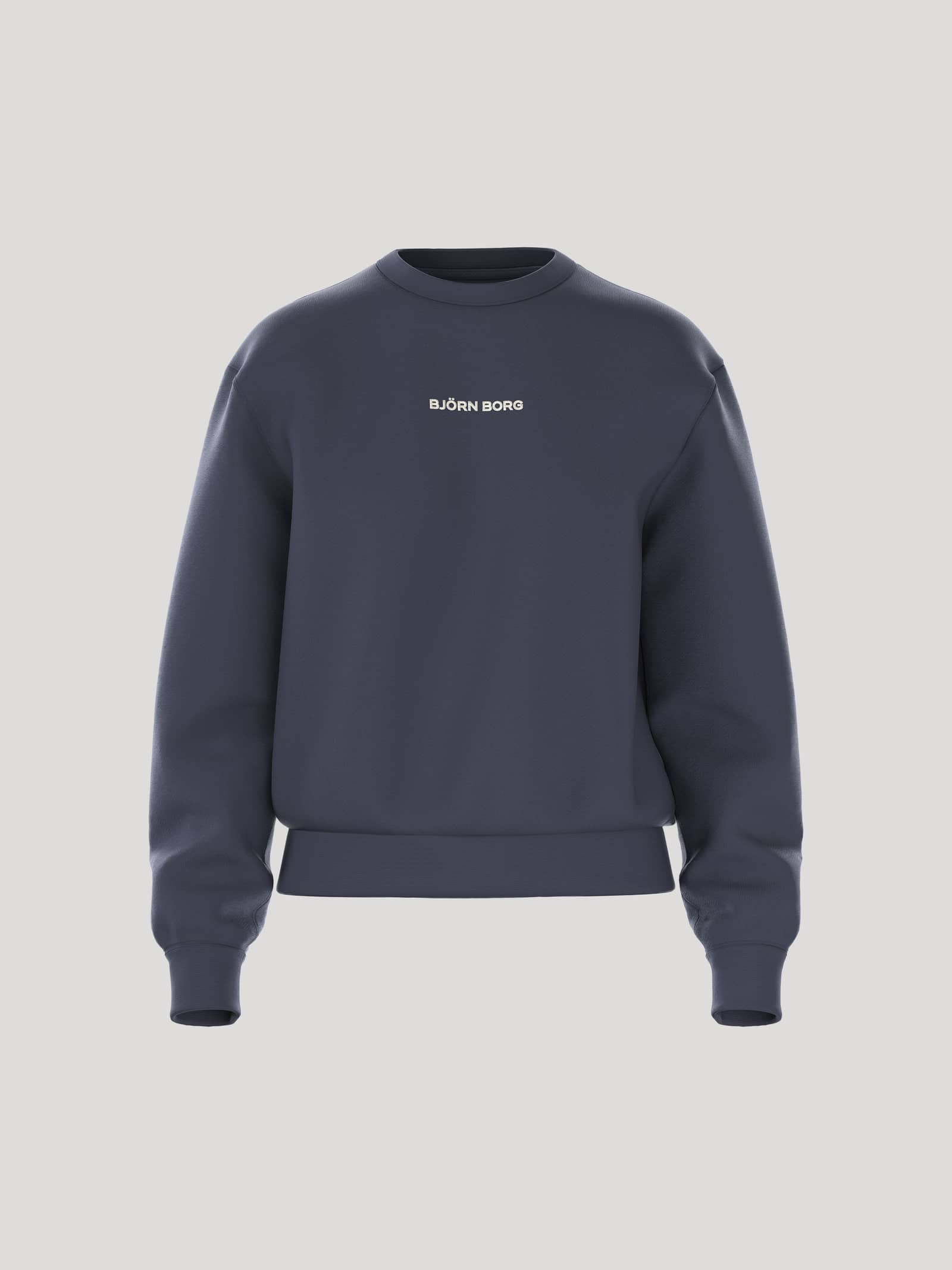 Borg Essential 4 Sweatshirt i Odyssey Gray (Marinblå) för dam i french terry med vit logotyp och regular fit sedd framifrån. - Image 1