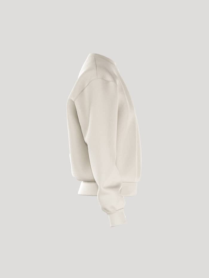 Seitenansicht des Borg Essential 4 Sweatshirt in Tofu (Weiß) für Damen mit stilvollem Fit und weichem french terry. - Image 2